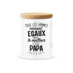 Pot céramique avec couvercle en liège citation imprimé Le meilleur c'est papa