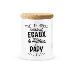 Pot céramique avec couvercle en liège citation imprimé Le meilleur c'est papy