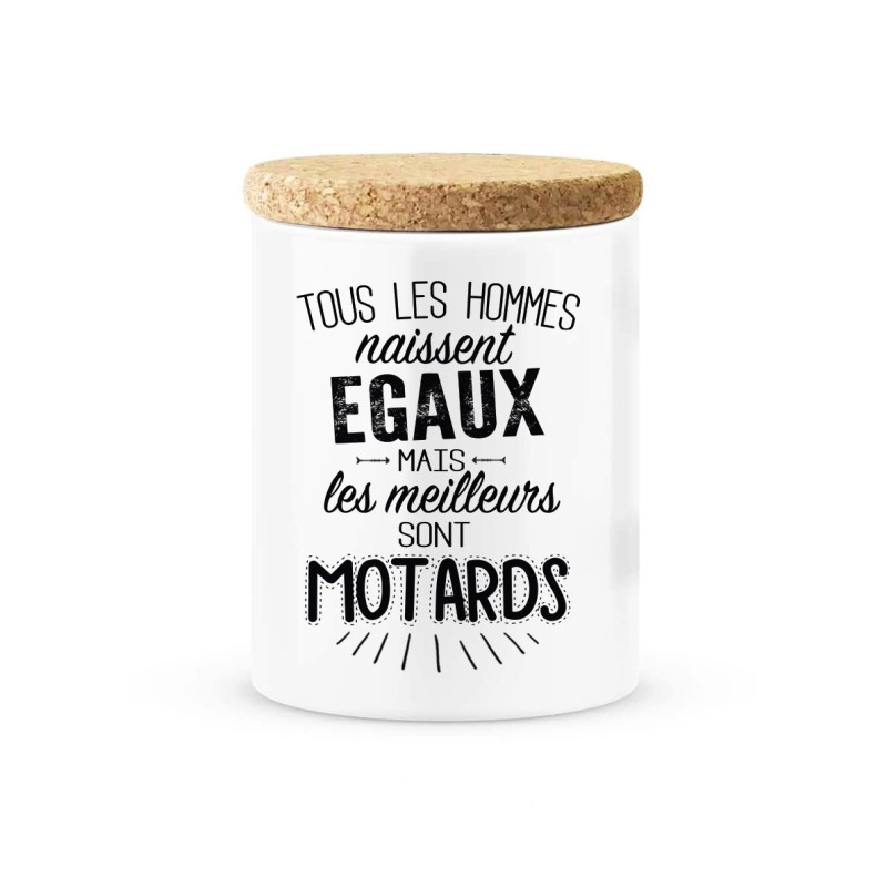Pot céramique avec couvercle en liège citation imprimé Les meilleurs sont motards