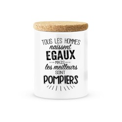 Pot céramique avec couvercle en liège citation imprimé Les meilleurs sont pompiers