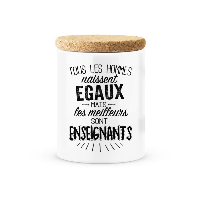 Pot céramique avec couvercle en liège citation imprimé Les meilleurs sont enseignants