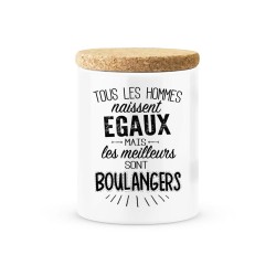Pot céramique avec couvercle en liège citation imprimé Les meilleurs sont boulangers