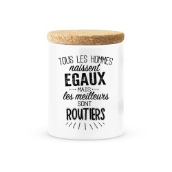 Pot céramique avec couvercle en liège citation imprimé Les meilleurs sont routiers
