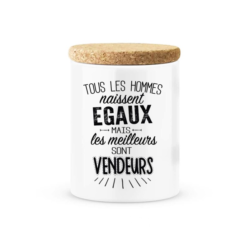 Pot céramique avec couvercle en liège citation imprimé Les meilleurs sont vendeurs