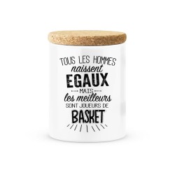 Pot céramique avec couvercle en liège citation imprimé Les meilleurs sont joueurs de basket