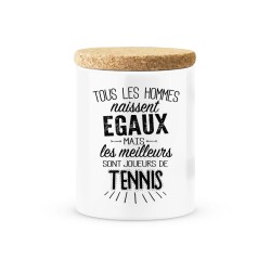 Pot céramique avec couvercle en liège citation imprimé Les meilleurs sont joueurs de tennis