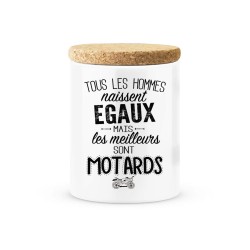Pot céramique avec couvercle en liège citation imprimé Les meilleurs sont motards