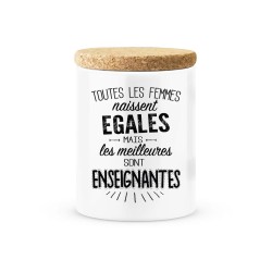 Pot céramique avec couvercle en liège citation imprimé Les meilleures sont enseignantes