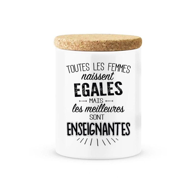 Pot céramique avec couvercle en liège citation imprimé Les meilleures sont enseignantes