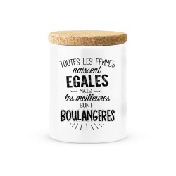 Pot céramique avec couvercle en liège citation imprimé Les meilleures sont boulangères