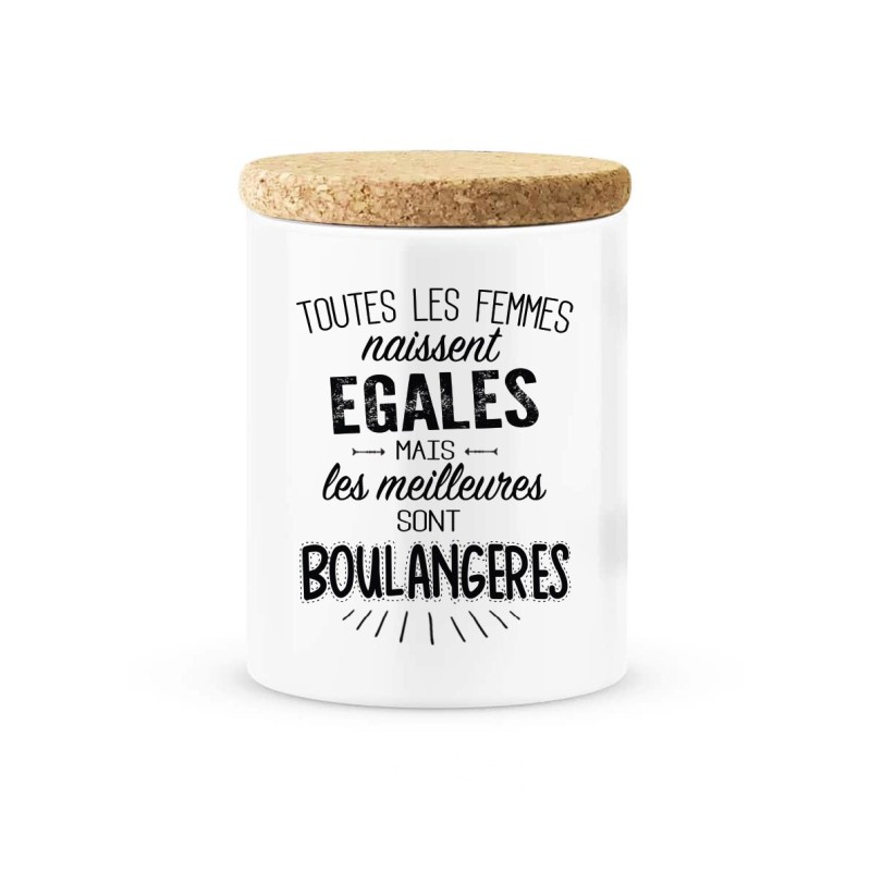 Pot céramique avec couvercle en liège citation imprimé Les meilleures sont boulangères