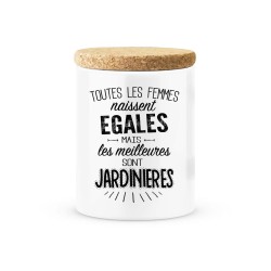Pot céramique avec couvercle en liège citation imprimé Les meilleures sont jardinières