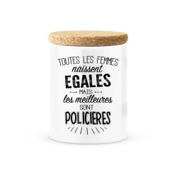 Pot céramique avec couvercle en liège citation imprimé Les meilleures sont policières