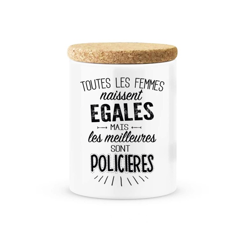 Pot céramique avec couvercle en liège citation imprimé Les meilleures sont policières