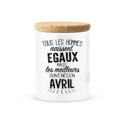 Pot céramique avec couvercle en liège citation imprimé Les meilleures sont née en avril
