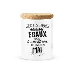 Pot céramique avec couvercle en liège citation imprimé Les meilleures sont née en mai