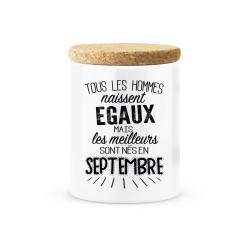 Pot céramique avec couvercle en liège citation imprimé Les meilleures sont née en septembre
