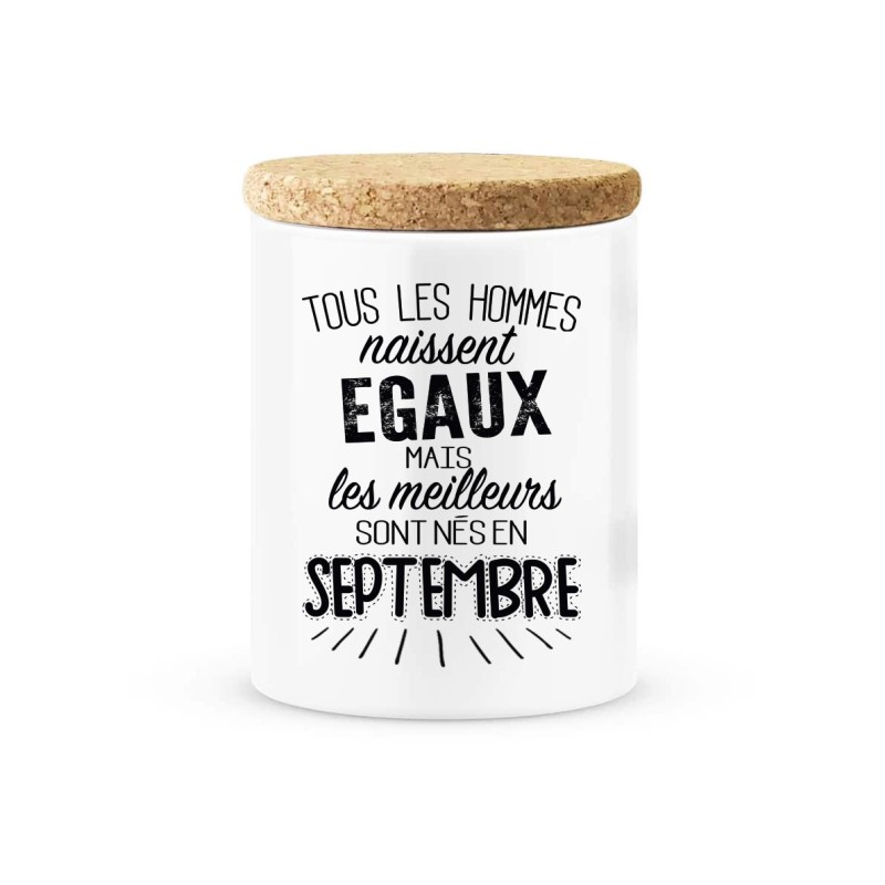 Pot céramique avec couvercle en liège citation imprimé Les meilleures sont née en septembre