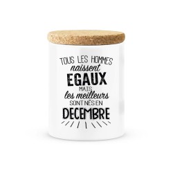 Pot céramique avec couvercle en liège citation imprimé Les meilleures sont née en décembre