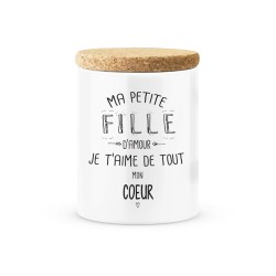 Pot céramique avec couvercle en liège citation imprimé Ma petite fille d'amour je t'aime de tout mon coeur