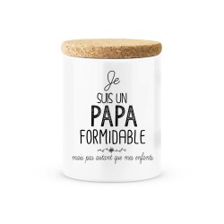 Pot céramique avec couvercle en liège citation imprimé Je suis un papa formidable mais pas autant que mes enfants