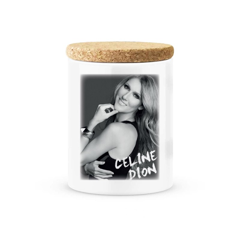 Pot céramique avec couvercle en liège citation imprimé Célébrité Céline dio