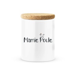 Pot céramique avec couvercle en liège citation imprimé Mamie poule