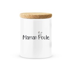Pot céramique avec couvercle en liège citation imprimé Maman poule