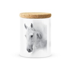 Pot céramique avec couvercle en liège citation imprimé cheval