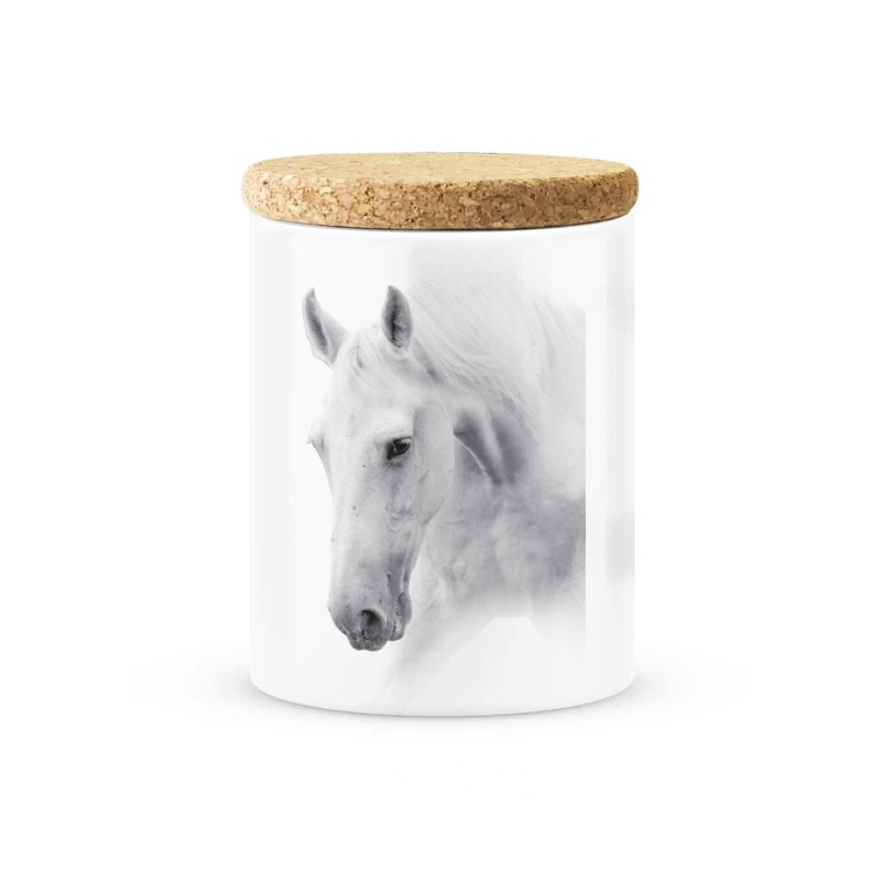 Pot céramique avec couvercle en liège citation imprimé cheval