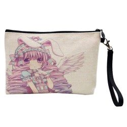 Pochette Trousse de maquillage effet lin imprimé Manga