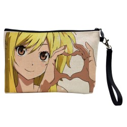 Pochette Trousse de maquillage effet lin imprimé Manga