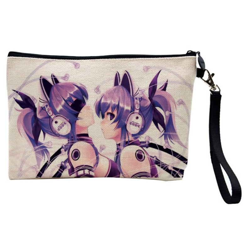 Pochette Trousse de maquillage effet lin imprimé Manga