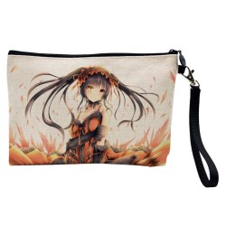 Pochette Trousse de maquillage effet lin imprimé Manga