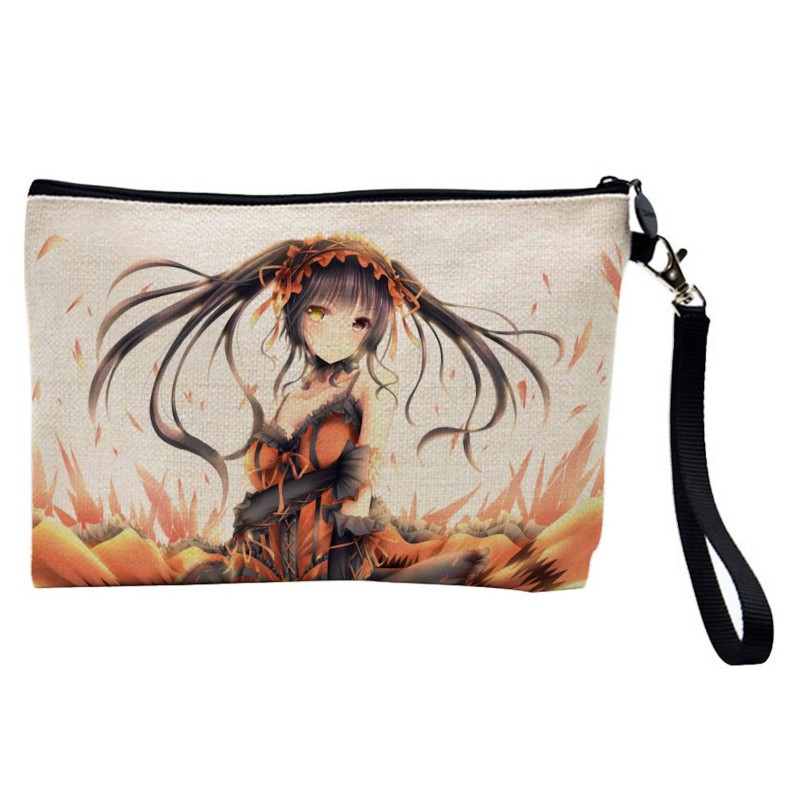Pochette Trousse de maquillage effet lin imprimé Manga