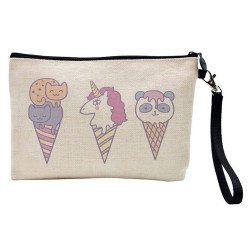 Pochette Trousse de maquillage effet lin imprimé Glace kawaii