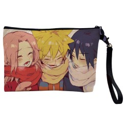 Pochette Trousse de maquillage effet lin imprimé Illustration Manga