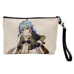 Pochette Trousse de maquillage effet lin imprimé Illustration Manga