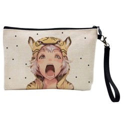 Pochette Trousse de maquillage effet lin imprimé illustration Manga
