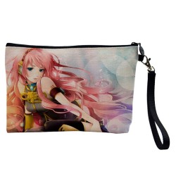 Pochette Trousse de maquillage effet lin imprimé illustration Manga