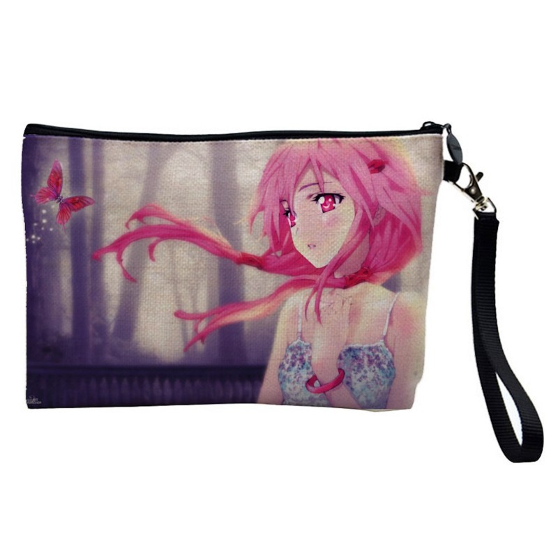 Pochette Trousse de maquillage effet lin imprimé illustration Manga