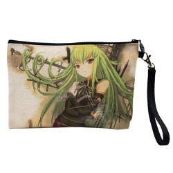 Pochette Trousse de maquillage effet lin imprimé illustration Manga