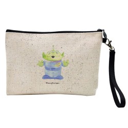 Pochette Trousse de maquillage effet lin imprimé illustration anime extra terrestre