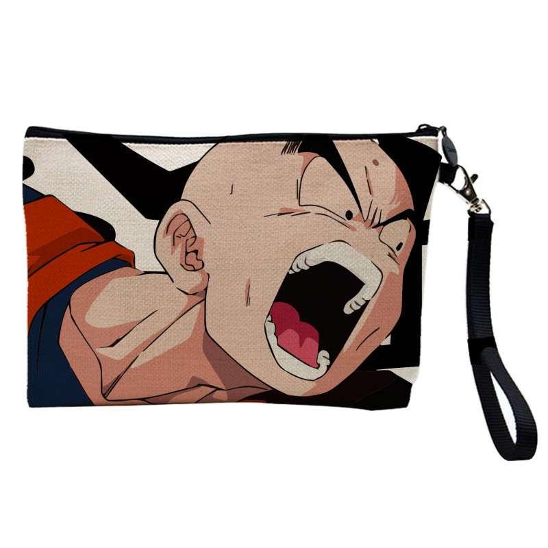 Pochette Trousse de maquillage effet lin imprimé illustration Manga animation dragon