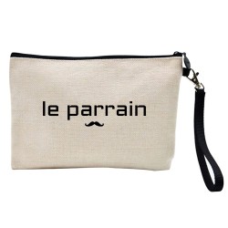 Pochette Trousse à crayons et maquillage lin imprimé citation Le parrain