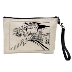 Pochette Trousse à crayons et maquillage lin imprimé citation illustration cinéma stars