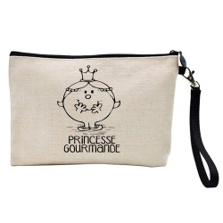 Pochette Trousse à crayons et maquillage lin imprimé citation illustration princesse gourmande