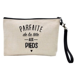 Pochette Trousse à crayons et maquillage lin imprimé citation illustration Parfaite de la tête aux pieds