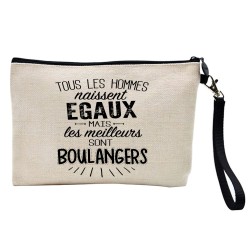 Pochette Trousse à crayons et maquillage lin imprimé citation illustration Les meilleurs sont boulangers