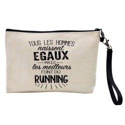 Pochette Trousse à crayons et maquillage lin imprimé citation illustration Les meilleurs font du running